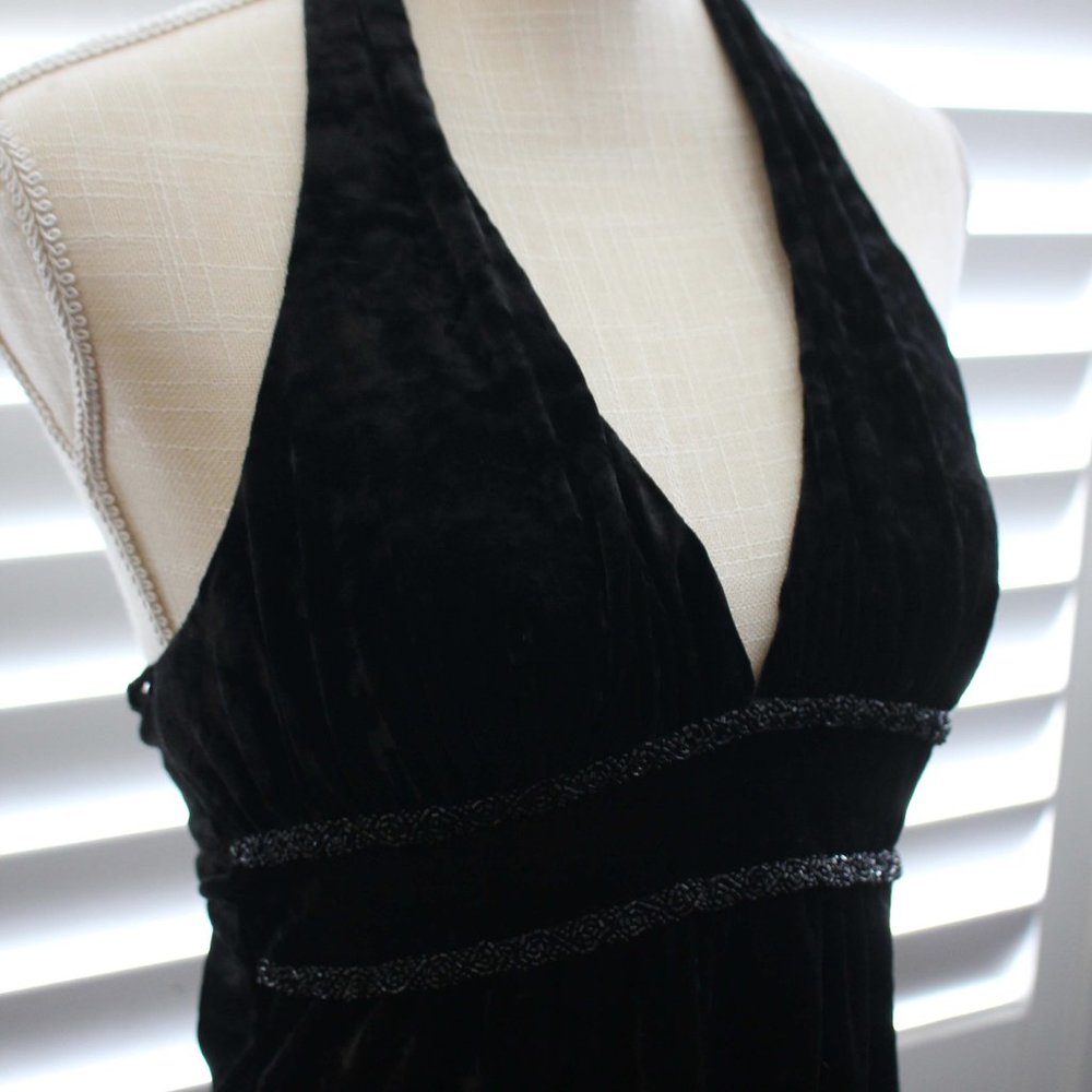 City Triangles Velvet Embellished Halter Top - Picture 2 of 4